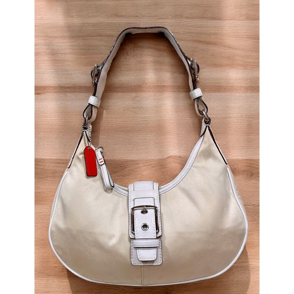 Coach Cream Hobo Shoulder Bag with Red Tag